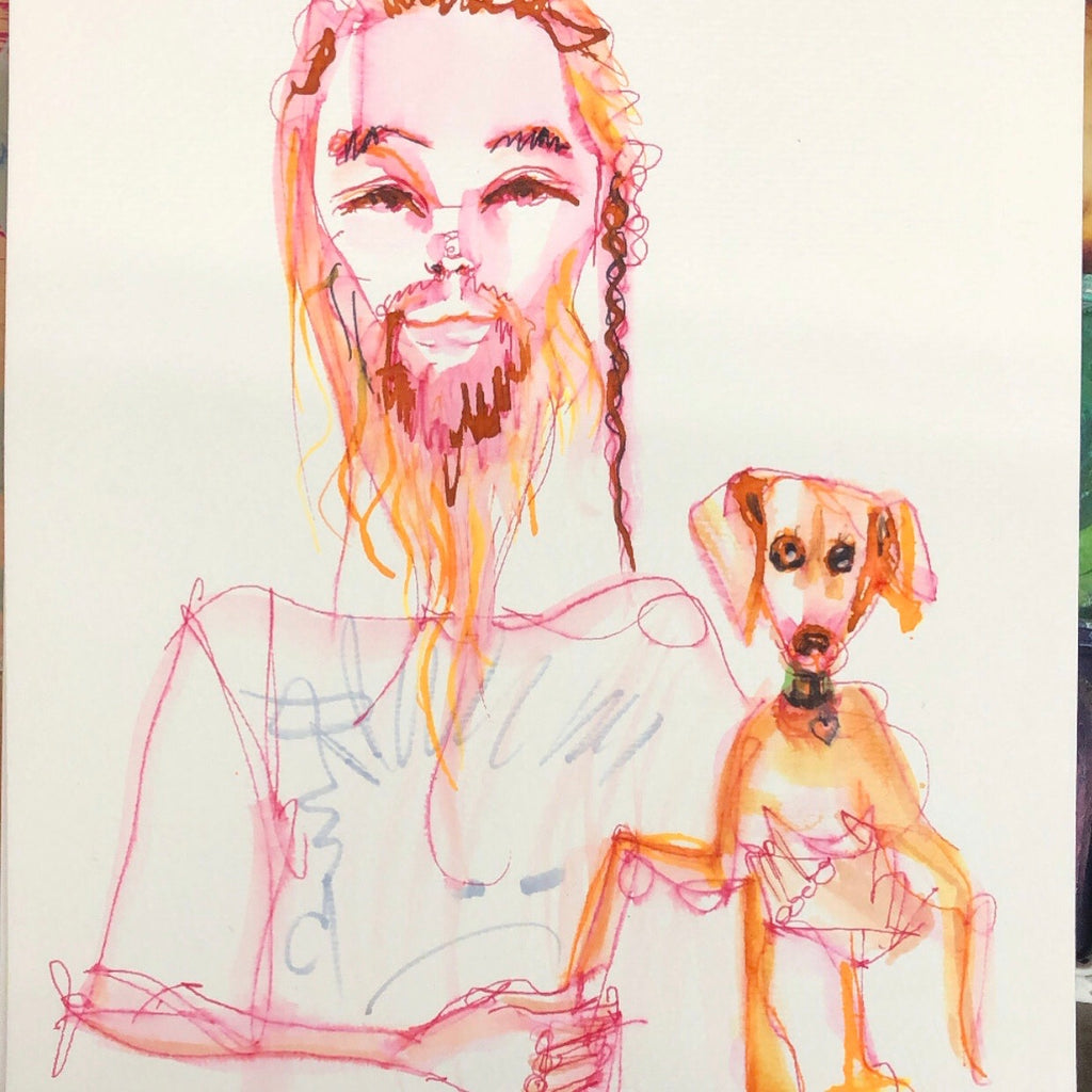 David Choe w/ puppy.